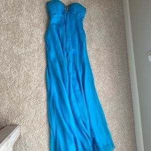 Blue floor length dress